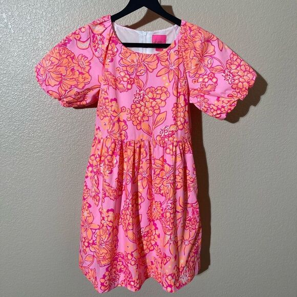 Lilly Pulitzer Pink and Orange Floral Kids Dress - Picture 1 of 6